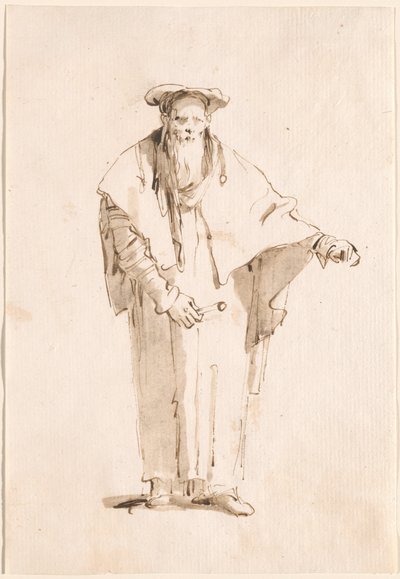 Pysyvä itämainen pitelee sauvaa tekijältä Giovanni Battista Tiepolo