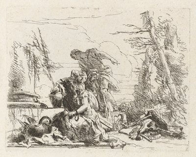 Nainen kädet ketjuissa ja neljä muuta hahmoa, Vari capricci (Various Capriccios) tekijältä Giovanni Battista Tiepolo