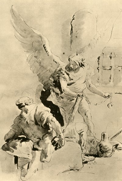 Enkeli ilmestyy apostoli Pietarille vankilassa 1700-luvun puolivälissä 1928 tekijältä Giovanni Battista Tiepolo