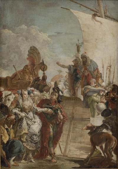 Anthony johtaa Cleopatraa aluksella tekijältä Giovanni Battista Tiepolo
