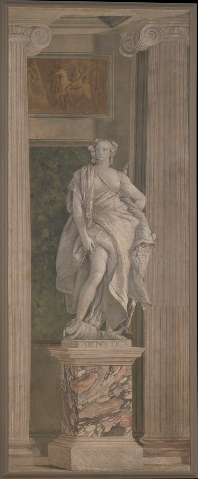 Aritmetiikka, 1760 (fresko siirretty kankaalle) tekijältä Giovanni Battista Tiepolo