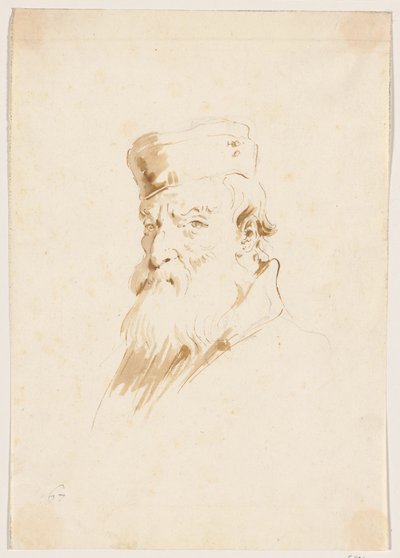 Lakkipäinen parrakas mies tekijältä Giovanni Battista Tiepolo