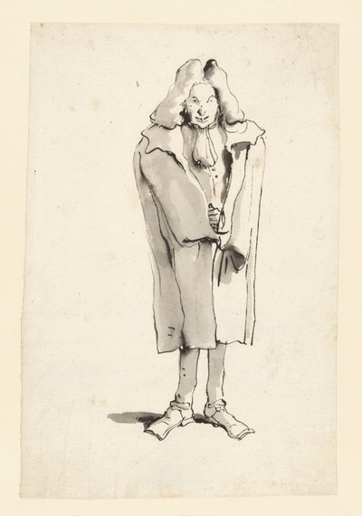 Karikatyyri miehestä, joka käyttää päällystakkia tekijältä Giovanni Battista Tiepolo
