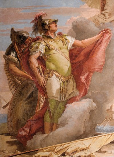 Yksityiskohta Aeneas, Venuksen jäähyväiset Aenealle, Aeneis-huoneesta Palazzinassa, 1757 tekijältä Giovanni Battista Tiepolo