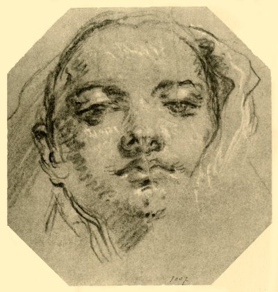 Naisen pää, c1739-c1744, 1928 tekijältä Giovanni Battista Tiepolo