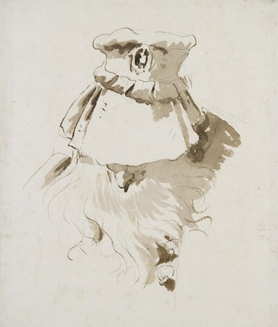Parrakkaan miehen pää (kynä ja ruskea muste, ruskea pesu mustalla liidulla valkoisella paperilla) tekijältä Giovanni Battista Tiepolo