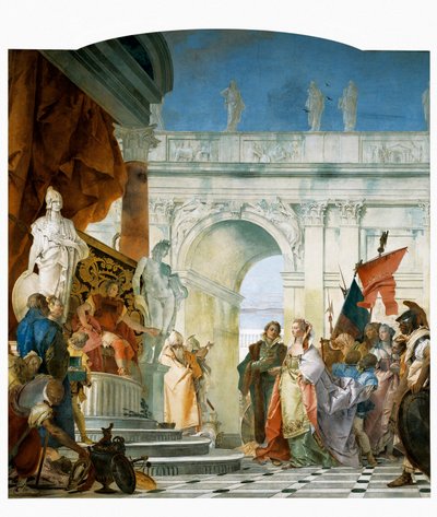 Scipion mahtipontisuus, yksityiskohta Scipio Africanuksen ja Aleksanteri Suuren kunniasta, 1743 tekijältä Giovanni Battista Tiepolo
