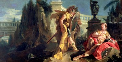 Carlo ja Ubaldo tarkkailevat Rinaldoa tekijältä Giovanni Battista Tiepolo