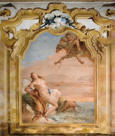 Ruggero vapauttaa Angelica, Orlando Furioson huoneesta Palazzinassa, 1757 tekijältä Giovanni Battista Tiepolo