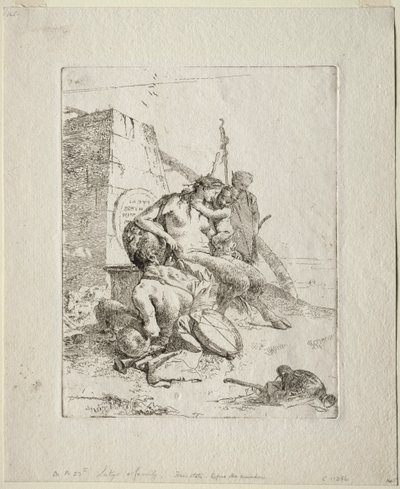 Scherzi: Satyr-perhe obeliskin kanssa. tekijältä Giovanni Battista Tiepolo