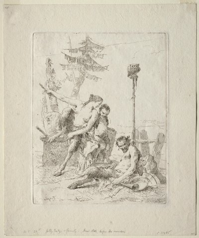 Scherzi di Fantasia: Onnellinen satiiri ja hänen perheensä tekijältä Giovanni Battista Tiepolo
