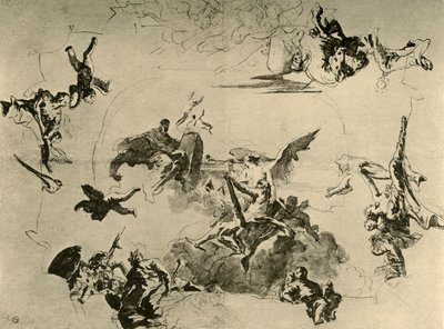 Kattomaalauksen luonnos, 1700-luvun puoliväli, 1928 tekijältä Giovanni Battista Tiepolo