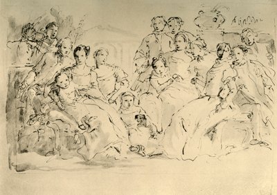 Luonnos ryhmämuotokuvalle, 1700-luvun puoliväli, 1928 tekijältä Giovanni Battista Tiepolo