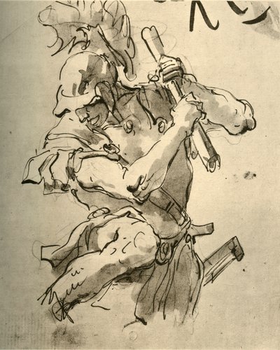 Sotilas nostamassa kätensä iskemään, 1700-luvun puoliväli, 1928 tekijältä Giovanni Battista Tiepolo