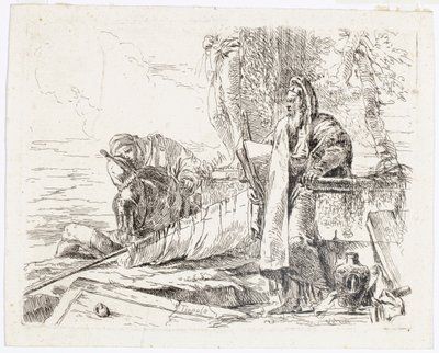 Seisova filosofi suuren kirjan kanssa, kirjasta Vari Capricci tekijältä Giovanni Battista Tiepolo