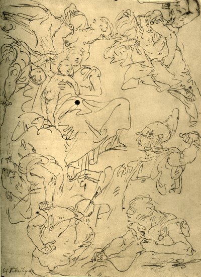 Tutkimuksia madonnalle lapsen ja enkelien kanssa, 1700-luvun puoliväli, 1928 tekijältä Giovanni Battista Tiepolo