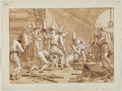 Punchinellon hautaus, noin 1800 tekijältä Giovanni Battista Tiepolo