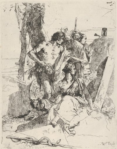 Punchinellon haudan löytö Scherzistä, n. 1743-50. tekijältä Giovanni Battista Tiepolo