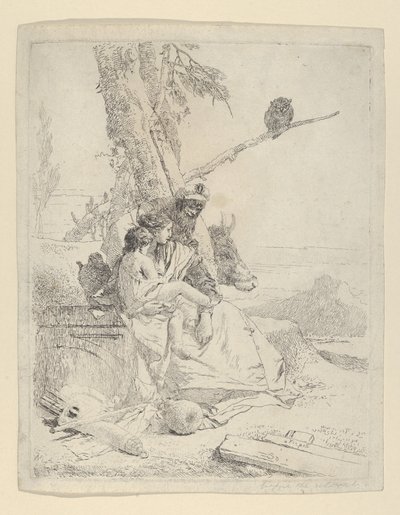 Itämaisen talonpojan perhe, Scherzistä, n. 1740. tekijältä Giovanni Battista Tiepolo