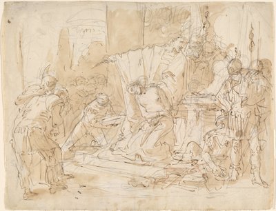 Iphigenian uhri (recto) / Miehisen alaston tutkiminen (verso) tekijältä Giovanni Battista Tiepolo