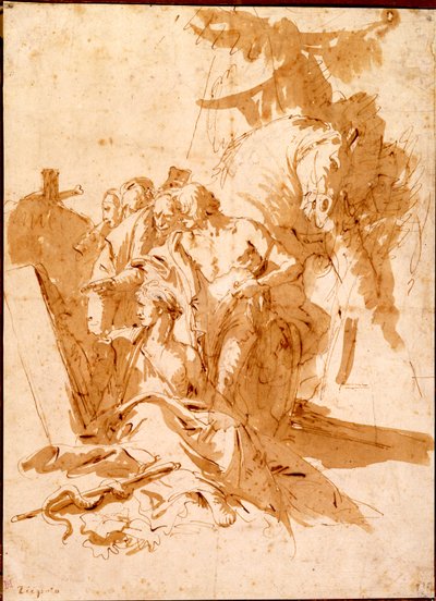 Punchinellon haudan löytäminen tekijältä Giovanni Battista Tiepolo