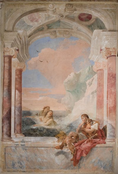 Thetis lohduttelemassa poikaansa Akhilleusta Iliaksen huoneesta Palazzinassa, 1757 tekijältä Giovanni Battista Tiepolo