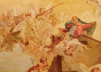 Pyhän talon käännös Nasaretista Loretoon, yksityiskohta Neitsyt tekijältä Giovanni Battista Tiepolo