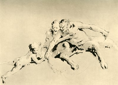 Kaksi faunia ja Cupido, 1700-luvun puoliväli, 1928 tekijältä Giovanni Battista Tiepolo