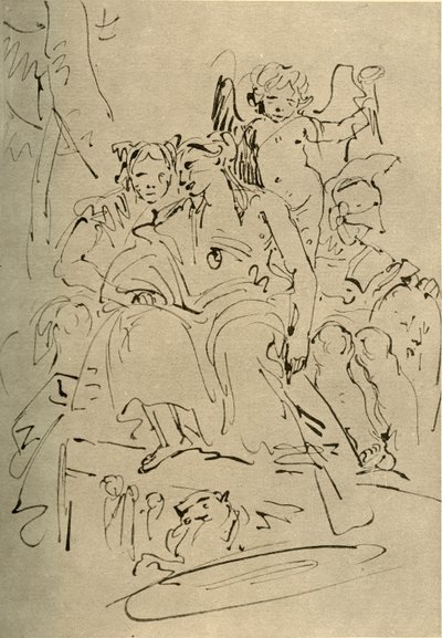 Kaksi naista, Eros ja sotilas, 1700-luvun puoliväli, 1928 tekijältä Giovanni Battista Tiepolo