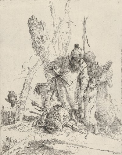 Kaksi astrologia ja poika, Scherzistä, n. 1743-50. tekijältä Giovanni Battista Tiepolo