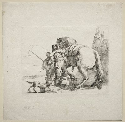 Erilaisia otuksia: Cavalier istumassa hevoselle, 1785. tekijältä Giovanni Battista Tiepolo