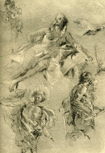 Venus lepää ja muita hahmoja, c1762-c1766, 1928 tekijältä Giovanni Battista Tiepolo