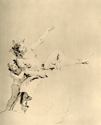 Pilvien päällä lepäävä ja Amorin tukema nainen, 1700-luvun puoliväli, 1928 tekijältä Giovanni Battista Tiepolo