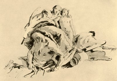 Nuori nainen pojan, jokijumalan ja satyrin kanssa, 1700-luvun puoliväli, 1928 tekijältä Giovanni Battista Tiepolo
