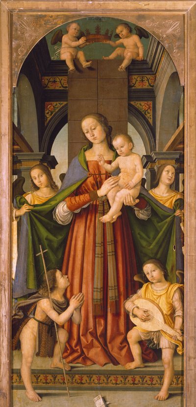 Madonna lapsen kanssa, keskipaneeli Madonna lapsen kanssa Triptyykki pyhien kanssa (maalaus) tekijältä Giovanni Battista the Elder Bertucci