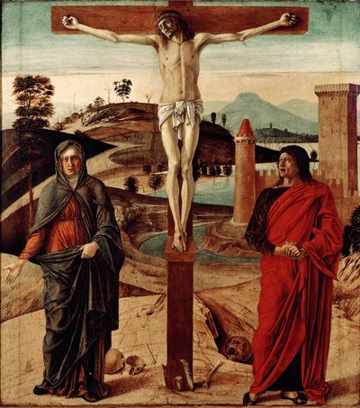 Golgata tai ristiinnaulitseminen. Giovanni Bellini dit il Giambellinon (1432-1516) maalaus. Mitat: 71 x 63 cm. Firenze, Coll. Contini Bonacossi tekijältä Giovanni Bellini