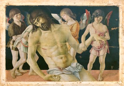 Kuollut Kristus enkelien tukemana, n.1475 (öljy ja tempera puulevyllä) tekijältä Giovanni Bellini