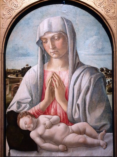 Madonna palvelee nukkuvaa lasta tekijältä Giovanni Bellini
