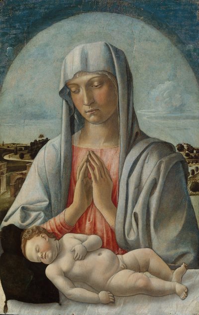 Madonna Adoring the Sleeping Child, 1460-luvun alku. tekijältä Giovanni Bellini