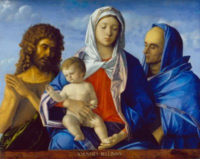Madonna ja lapsi pyhien Johannes Kastajan ja Elisabetin kanssa tekijältä Giovanni Bellini