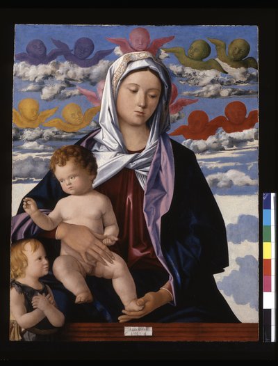 Madonna ja lapsi Pyhän Johannes Kastajan kanssa (tempera ja öljy puulle) tekijältä Giovanni Bellini