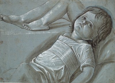 Tutkimus makaavalle Kristus-lapsen hahmolle, 1400-luvun loppu. tekijältä Giovanni Bellini