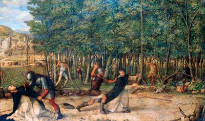 Pyhän Pietarin marttyyrin salamurha, n. 1507 tekijältä Giovanni Bellini