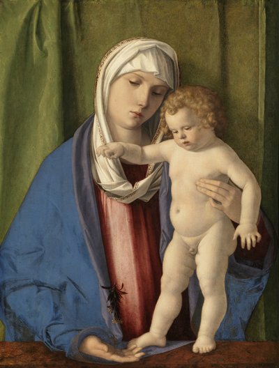 Neitsyt ja lapsi, n. 1488-90 (öljy paneelille) tekijältä Giovanni Bellini