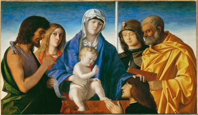 Neitsyt ja lapsi sekä pyhimykset Johannes Kastaja, Magdaleena, Yrjö ja Pietari ... tekijältä Giovanni Bellini