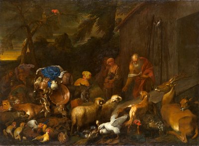 Nooa ja eläimet astumassa arkkiin, noin 1630-1632 (öljy kankaalle) tekijältä Giovanni Benedetto Castiglione
