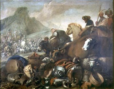Abrahamin ja Melkisedekin tapaaminen (öljy kankaalle) tekijältä Giovanni Benedetto Castiglione