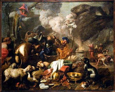 Noen uhri vedenpaisumusten jälkeen maalaus Giovanni Benedetto Castiglione dit il Grechetto (1610-1665) 1600-luvun Genes, Musei di Strada Nuova tekijältä Giovanni Benedetto Castiglione