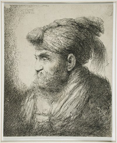Parrakas mies turbaaniin, 1647-51 tekijältä Giovanni Benedetto Castiglione