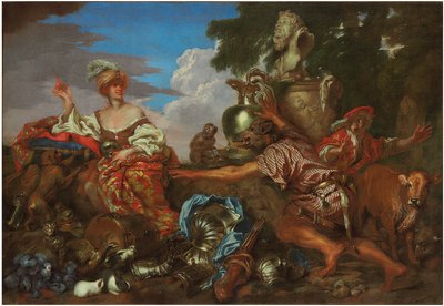 Circe muuttaa Ulysseksen seuralaiset karjuiksi tekijältä Giovanni Benedetto Castiglione